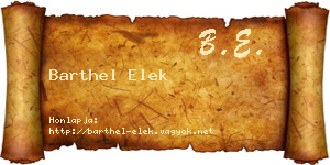 Barthel Elek névjegykártya